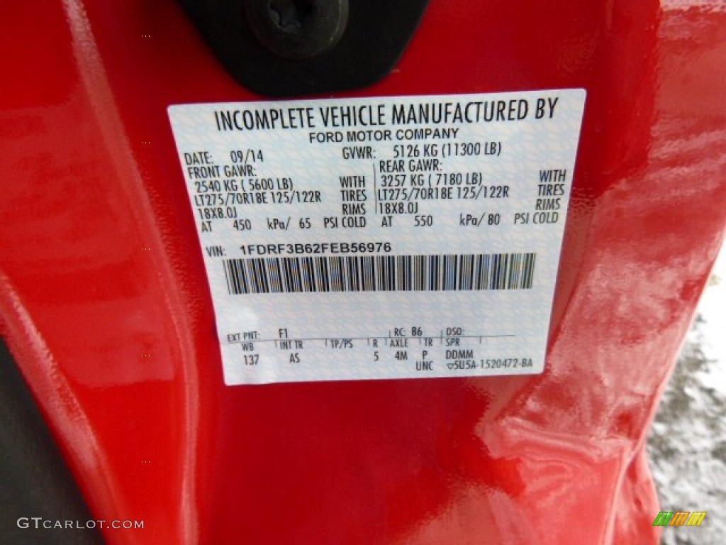 2015 Ford F350 Super Duty XL Regular Cab 4x4 Utility Color Code Photos