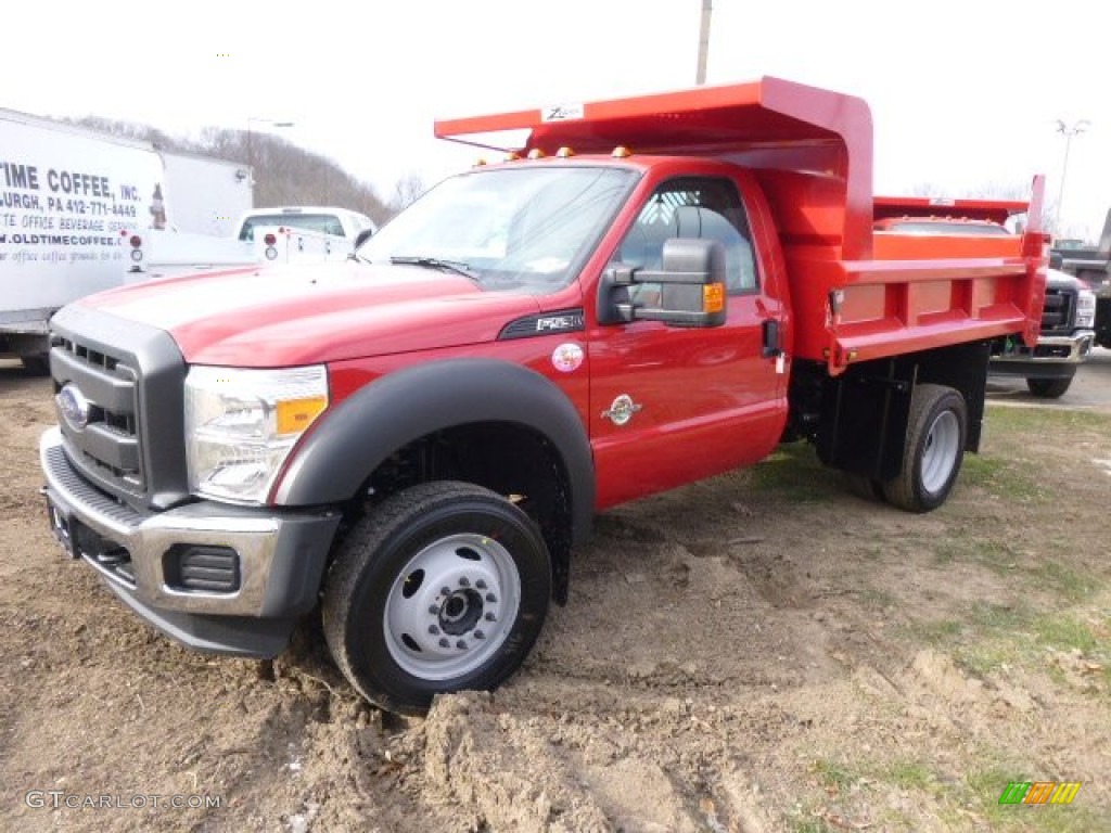 2015 F550 Super Duty XL Regular Cab 4x4 Dump Truck - Vermillion Red / Steel photo #2