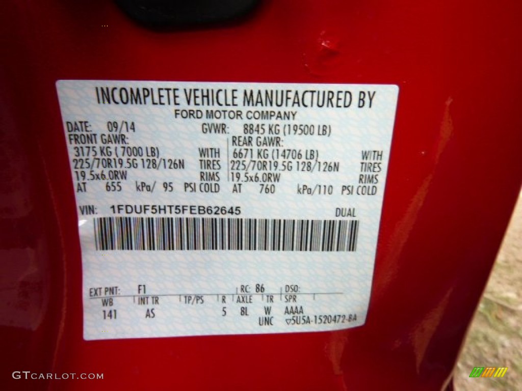 2015 F550 Super Duty XL Regular Cab 4x4 Dump Truck - Vermillion Red / Steel photo #20