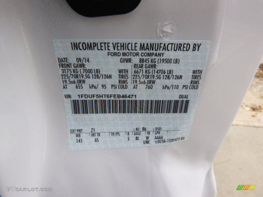 2015 Ford F550 Super Duty XL Regular Cab 4x4 Dump Truck Color Code Photos