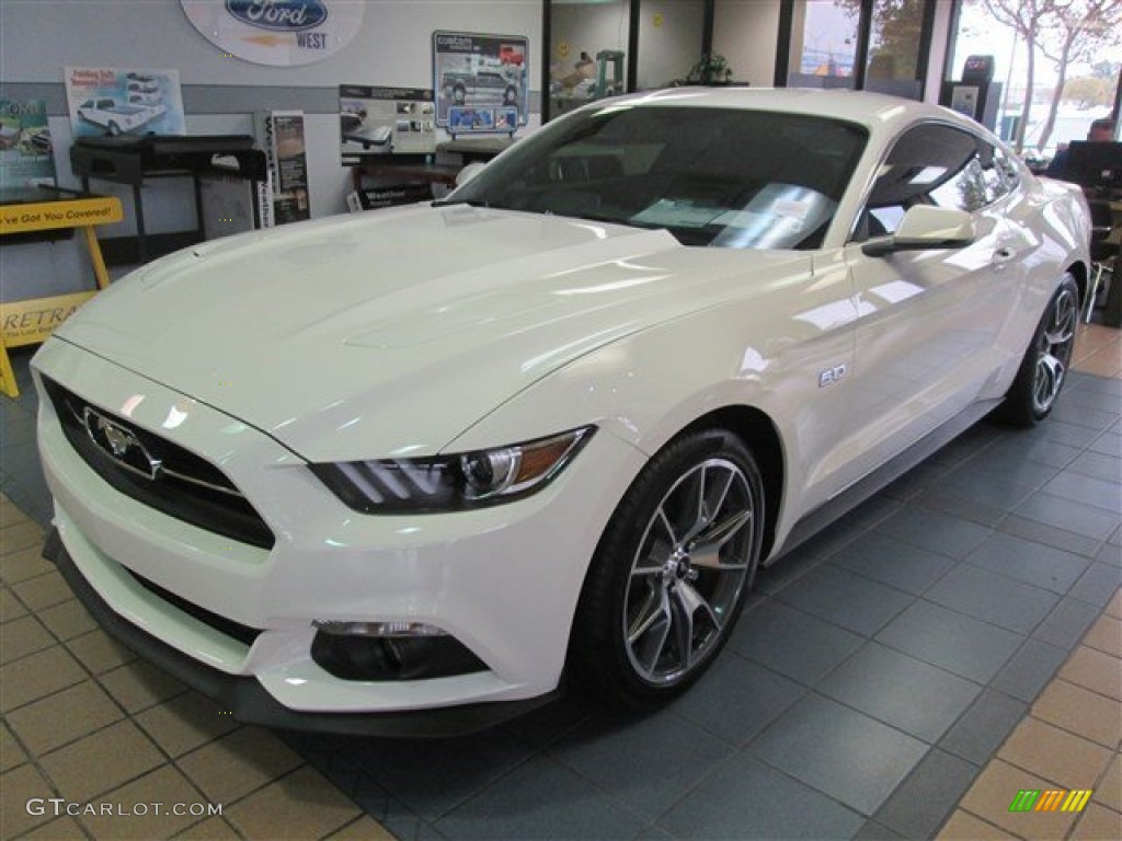 50th Anniversary Wimbledon White 2015 Ford Mustang 50th Anniversary GT Coupe Exterior Photo #99353026