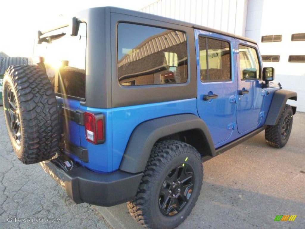 2015 Wrangler Unlimited Willys Wheeler 4x4 - Hydro Blue Pearl / Black photo #5