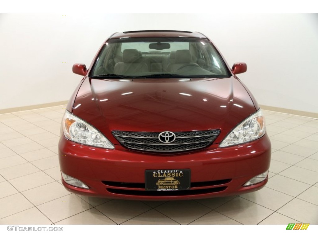 2003 Camry XLE - Salsa Red Pearl / Taupe photo #2