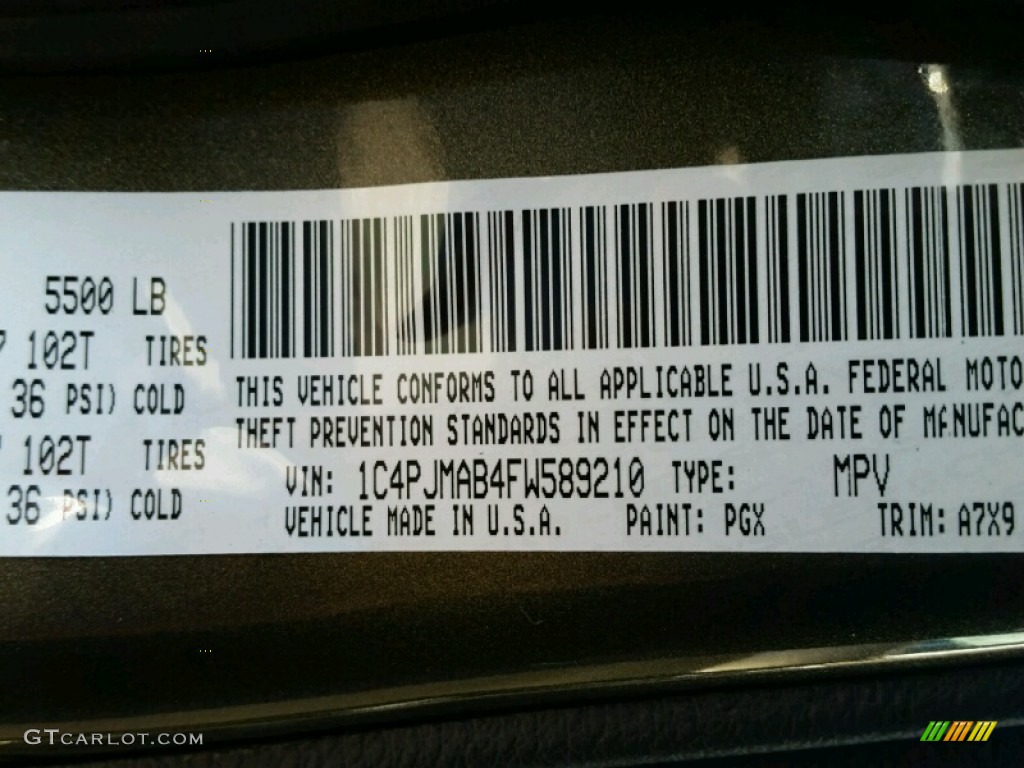 2015 Jeep Cherokee Sport 4x4 Color Code Photos
