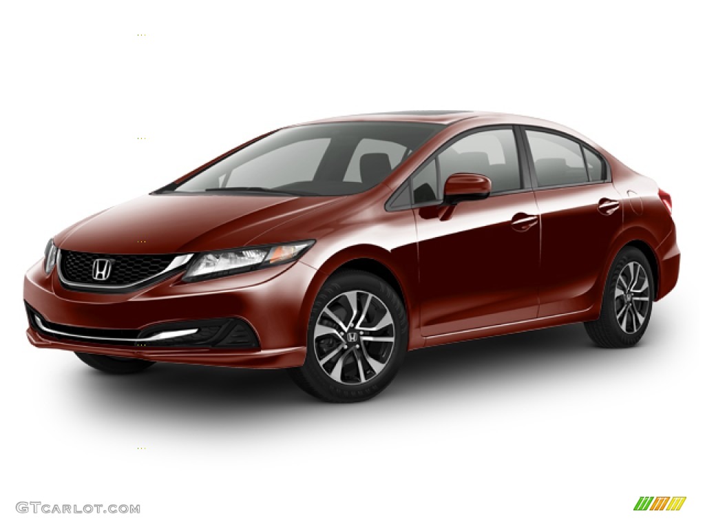 2015 Civic EX Sedan - Crimson Pearl / Beige photo #20