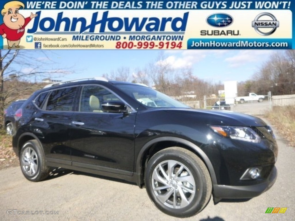 2015 Rogue SL AWD - Super Black / Almond photo #1