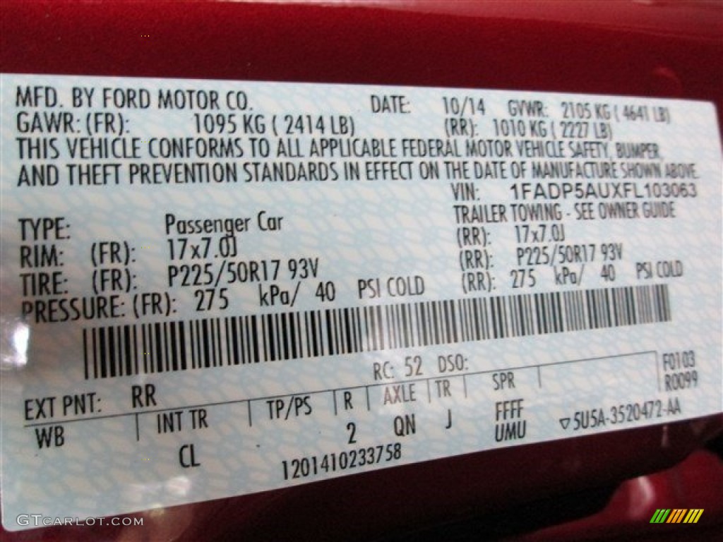 2015 C-Max Color Code RR for Ruby Red Metallic Photo #99389567