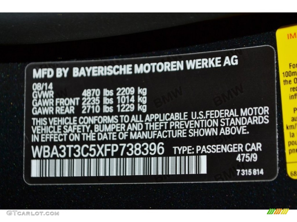 2015 BMW 4 Series 435i Convertible Color Code Photos