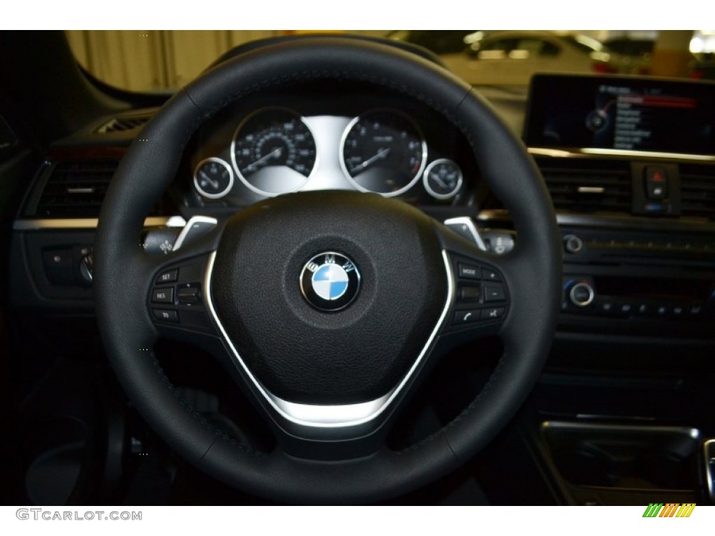 2015 BMW 4 Series 435i Convertible Black Steering Wheel Photo #99390890