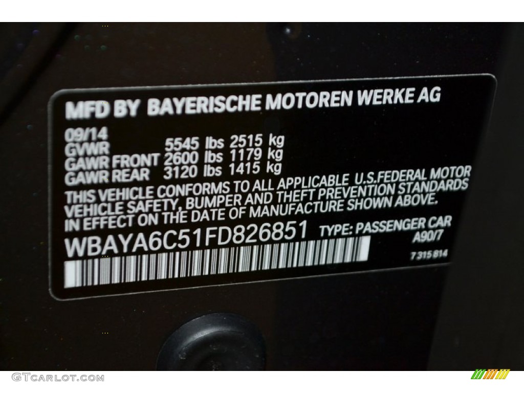 2015 BMW 7 Series 740i Sedan Color Code Photos