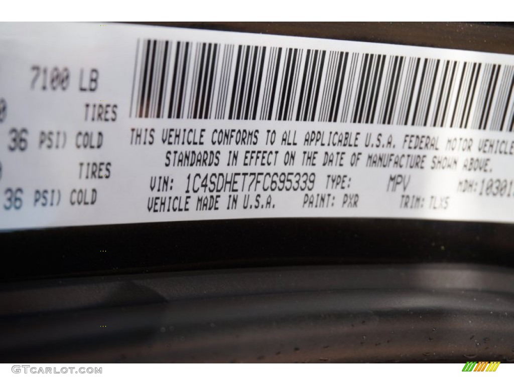 2015 Durango Color Code PXR for Brilliant Black Crystal Pearl Photo #99404837
