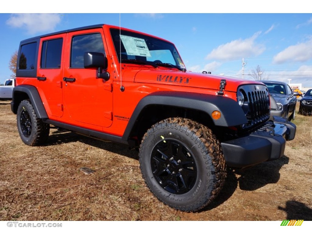 Firecracker Red 2015 Jeep Wrangler Unlimited Willys Wheeler 4x4 Exterior Photo #99408002