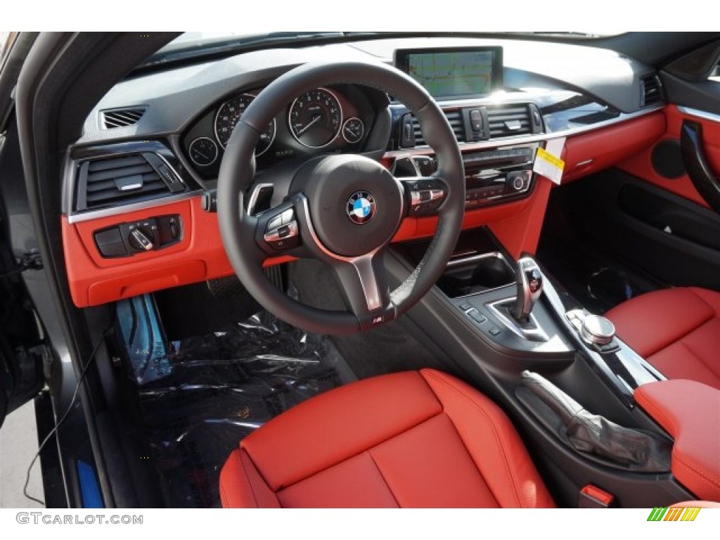 Coral Red/Black Highlight Interior 2015 BMW 4 Series 428i Gran Coupe Photo #99409197