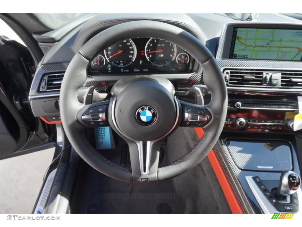 2015 BMW M6 Gran Coupe Sakhir Orange/Black Steering Wheel Photo #99422788