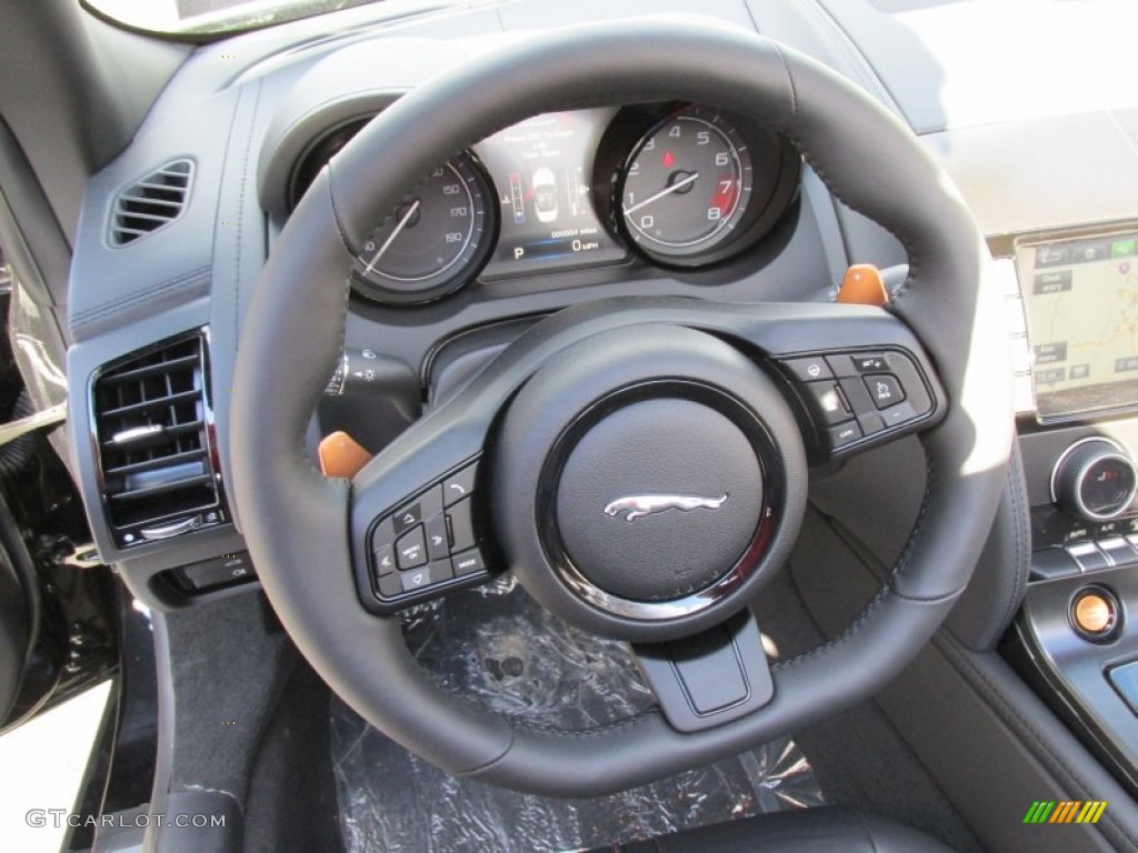 2015 Jaguar F-TYPE S Convertible Jet Steering Wheel Photo #99429400