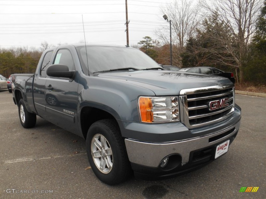2012 Sierra 1500 SLE Extended Cab - Stealth Gray Metallic / Dark Titanium/Light Titanium photo #1