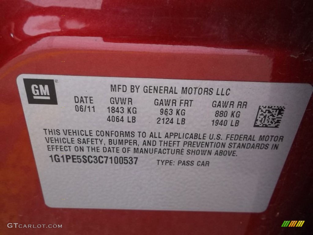 2012 Cruze LT - Crystal Red Metallic / Jet Black/Sport Red photo #19