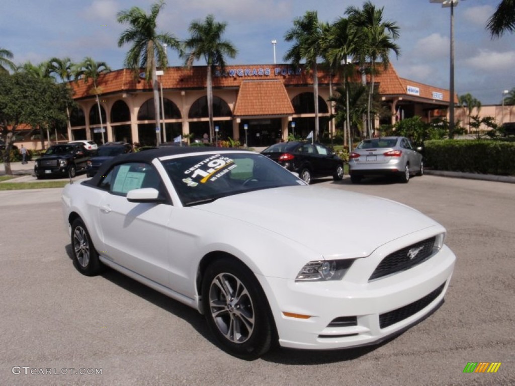 2014 Mustang V6 Premium Convertible - White / Medium Stone photo #1