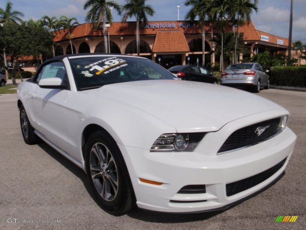 2014 Mustang V6 Premium Convertible - White / Medium Stone photo #2