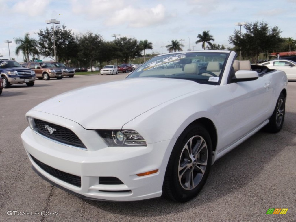 2014 Mustang V6 Premium Convertible - White / Medium Stone photo #14