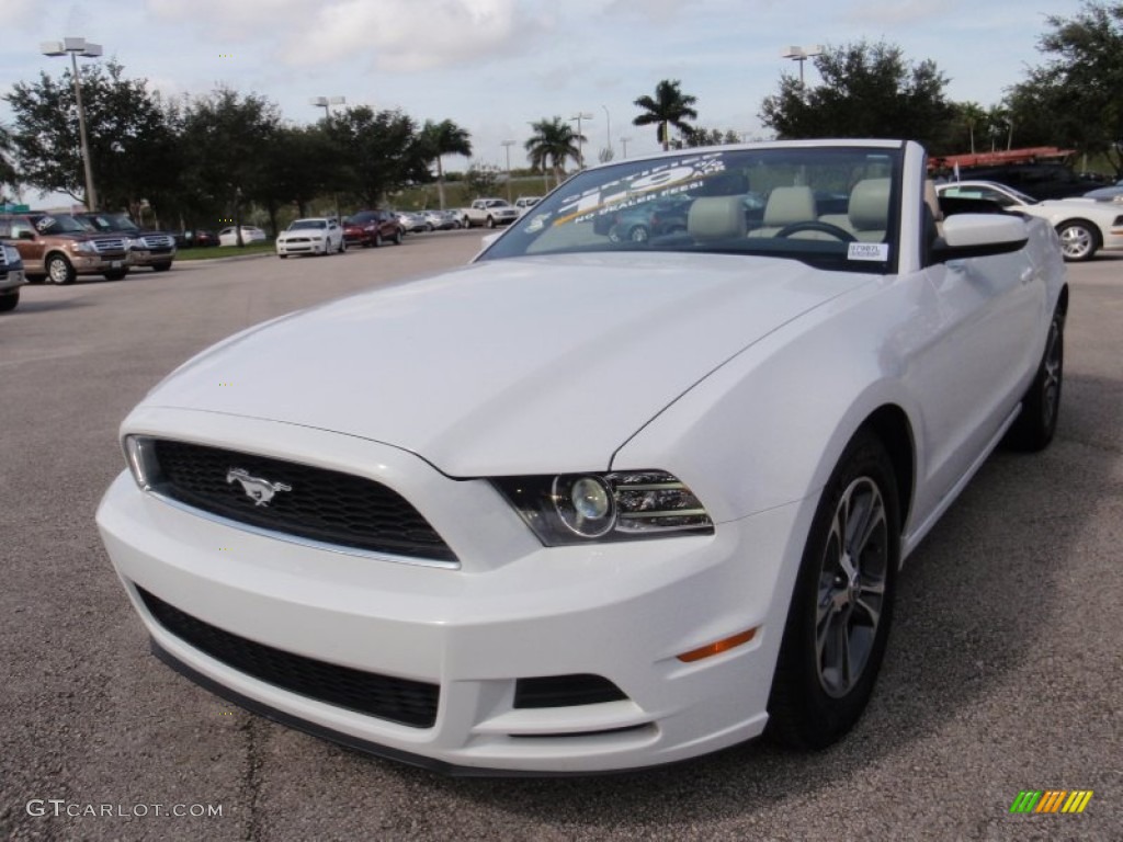 2014 Mustang V6 Premium Convertible - White / Medium Stone photo #15