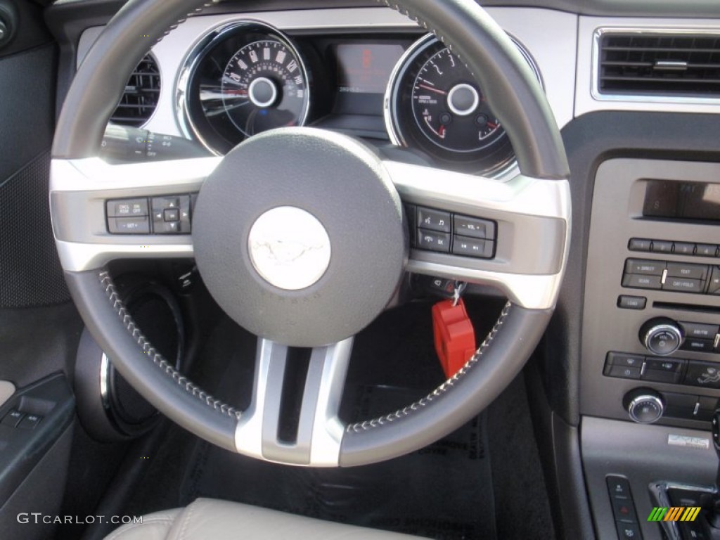 2014 Ford Mustang V6 Premium Convertible Medium Stone Steering Wheel Photo #99441335