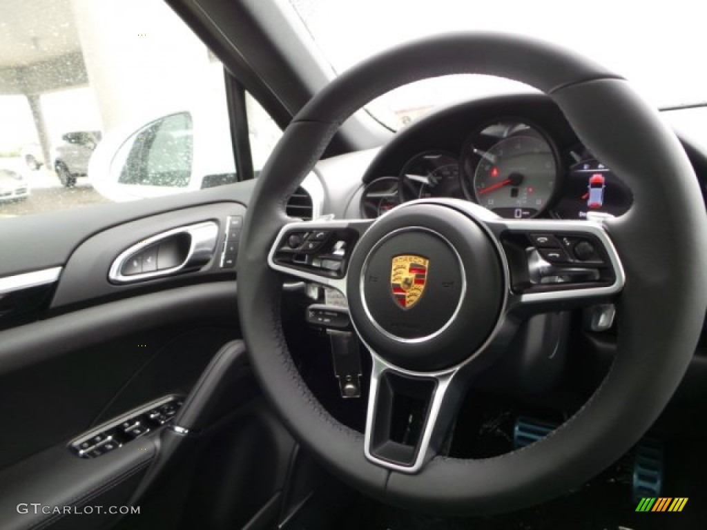 2015 Porsche Cayenne S Black Steering Wheel Photo #99447574