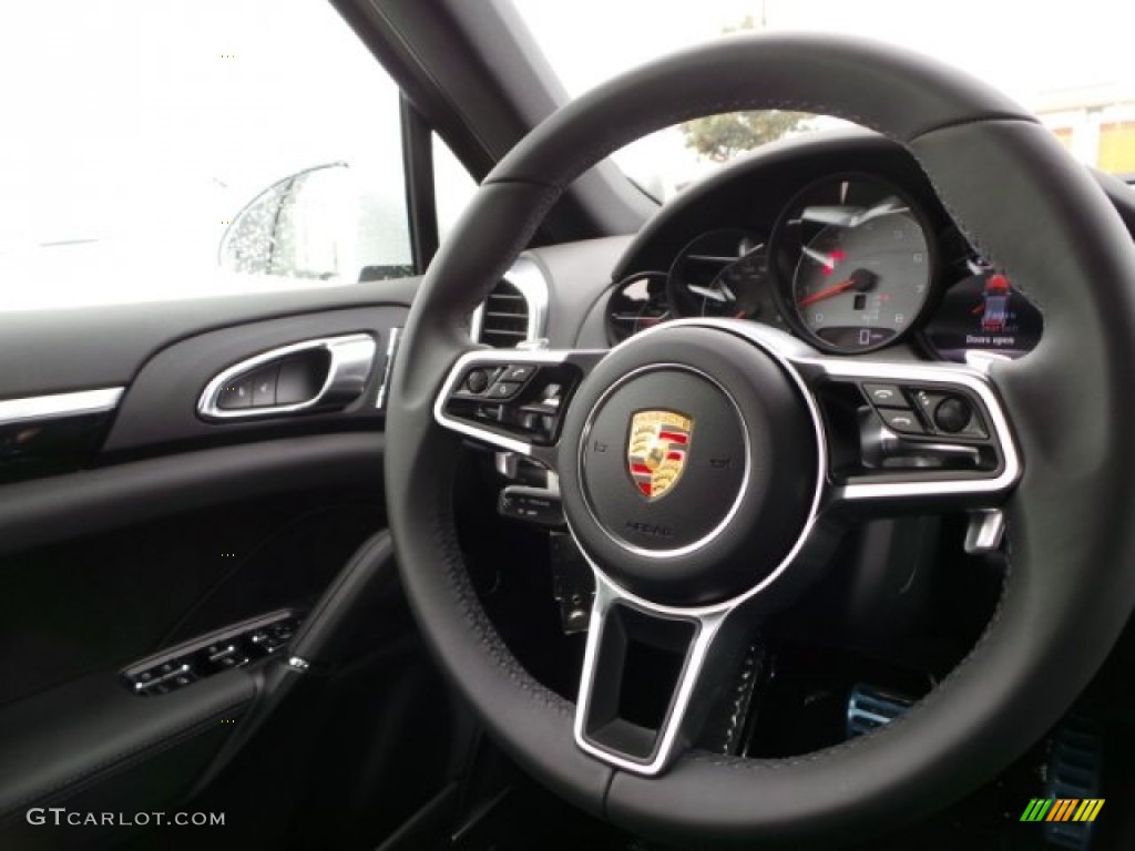 2015 Porsche Cayenne S Black Steering Wheel Photo #99448092