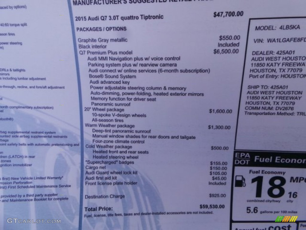 2015 Q7 3.0 Premium Plus quattro - Graphite Gray Metallic / Black photo #37