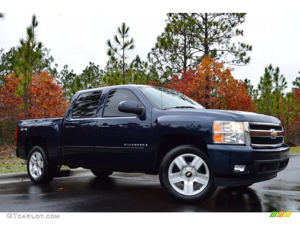 Dark Blue Metallic 2007 Chevrolet Silverado 1500 LTZ Crew Cab 4x4 Exterior Photo #99463861