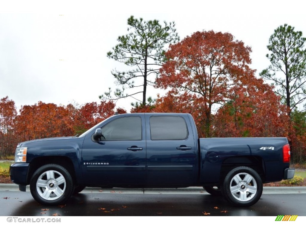 Dark Blue Metallic 2007 Chevrolet Silverado 1500 LTZ Crew Cab 4x4 Exterior Photo #99464062