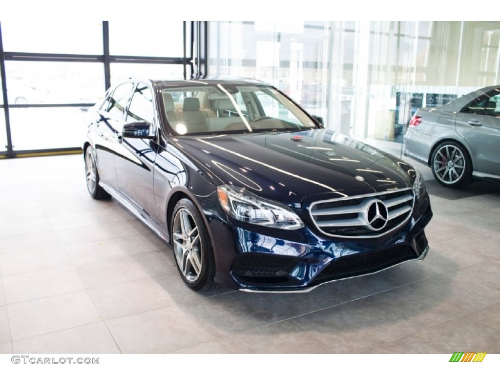 2014 E 350 4Matic Sedan - Lunar Blue Metallic / Silk Beige/Espresso Brown photo #1