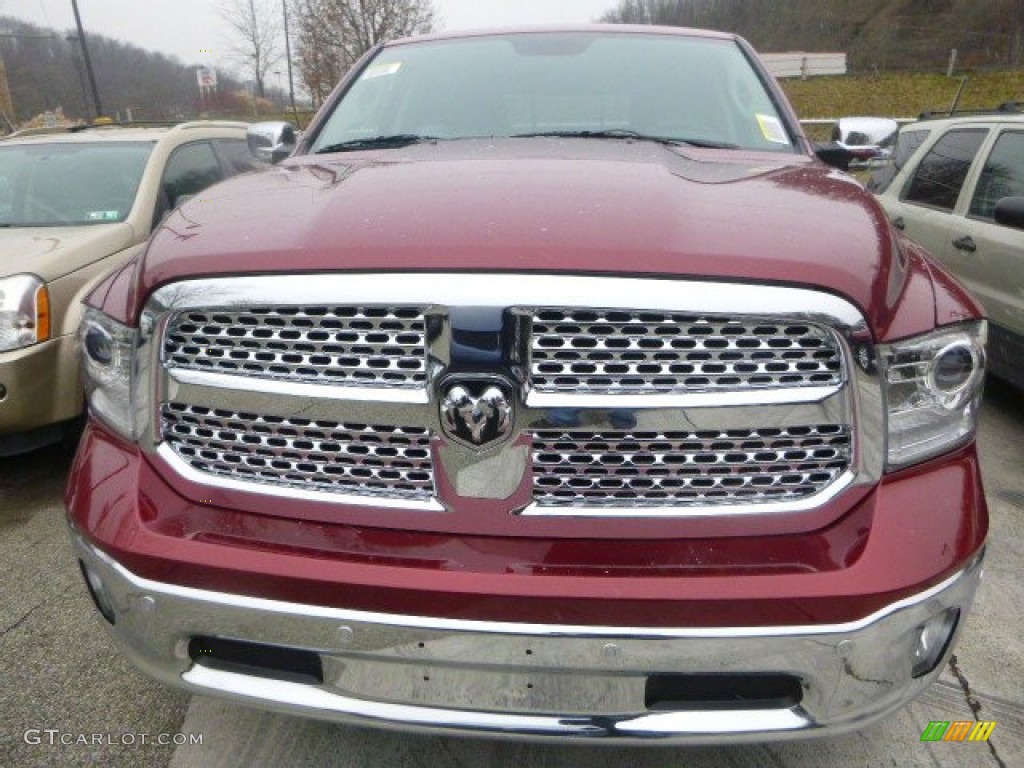 2015 1500 Laramie Quad Cab 4x4 - Deep Cherry Red Crystal Pearl / Black photo #7