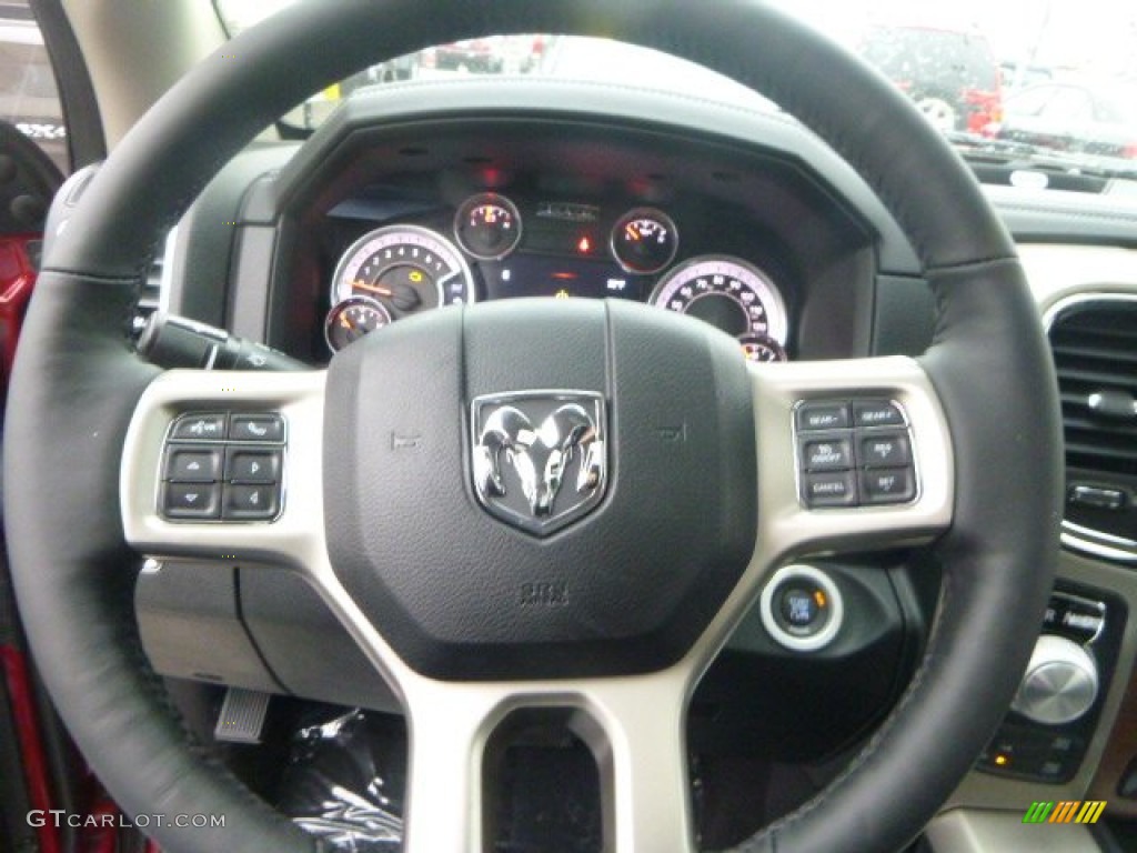 2015 Ram 1500 Laramie Quad Cab 4x4 Black Steering Wheel Photo #99475222