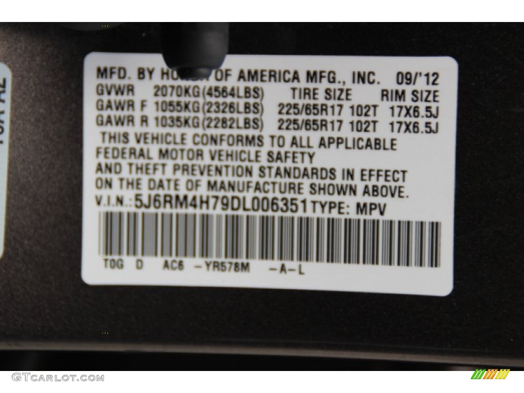 2013 CR-V EX-L AWD - Urban Titanium Metallic / Black photo #32