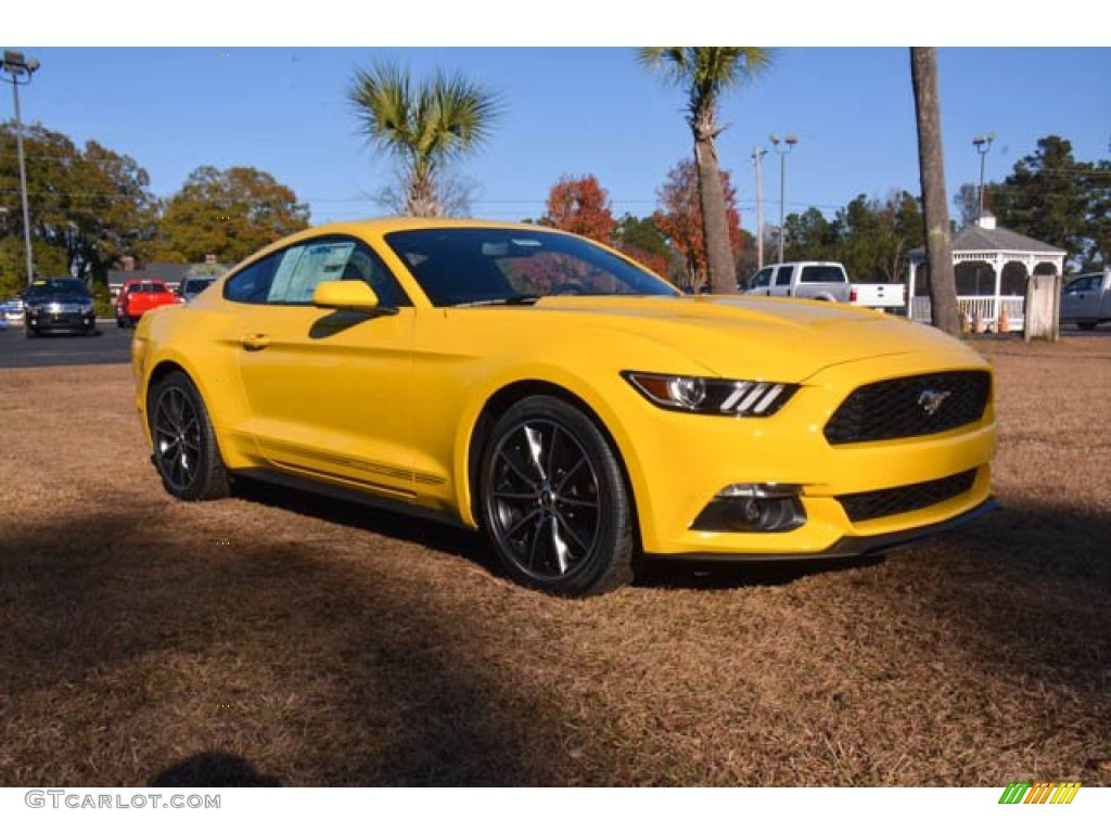 Triple Yellow Tricoat 2015 Ford Mustang EcoBoost Coupe Exterior Photo #99500947