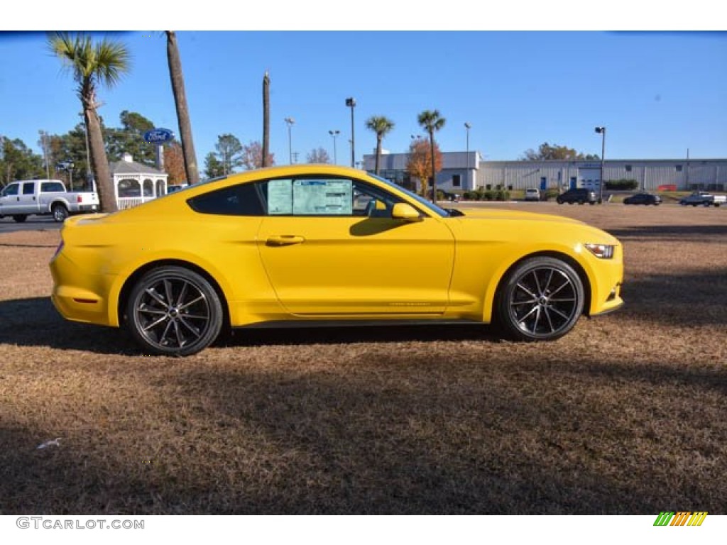 2015 Mustang EcoBoost Coupe - Triple Yellow Tricoat / Ebony photo #4