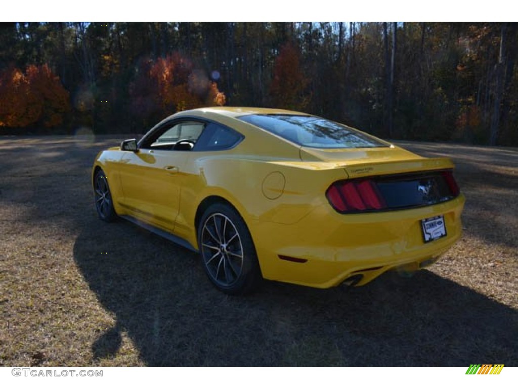 2015 Mustang EcoBoost Coupe - Triple Yellow Tricoat / Ebony photo #7