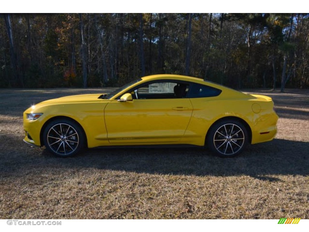 2015 Mustang EcoBoost Coupe - Triple Yellow Tricoat / Ebony photo #8