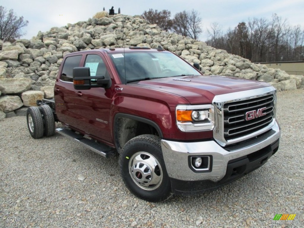 Sonoma Red Metallic 2015 GMC Sierra 3500HD SLE Crew Cab 4x4 Dual Rear Wheel Chassis Exterior Photo #99520138