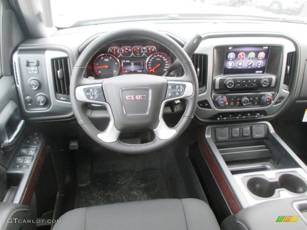 2015 GMC Sierra 3500HD SLE Crew Cab 4x4 Dual Rear Wheel Chassis Jet Black Dashboard Photo #99520228