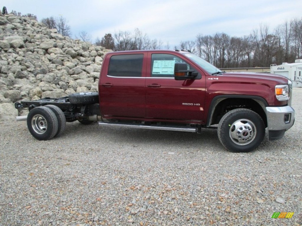 Sonoma Red Metallic 2015 GMC Sierra 3500HD SLE Crew Cab 4x4 Dual Rear Wheel Chassis Exterior Photo #99520261