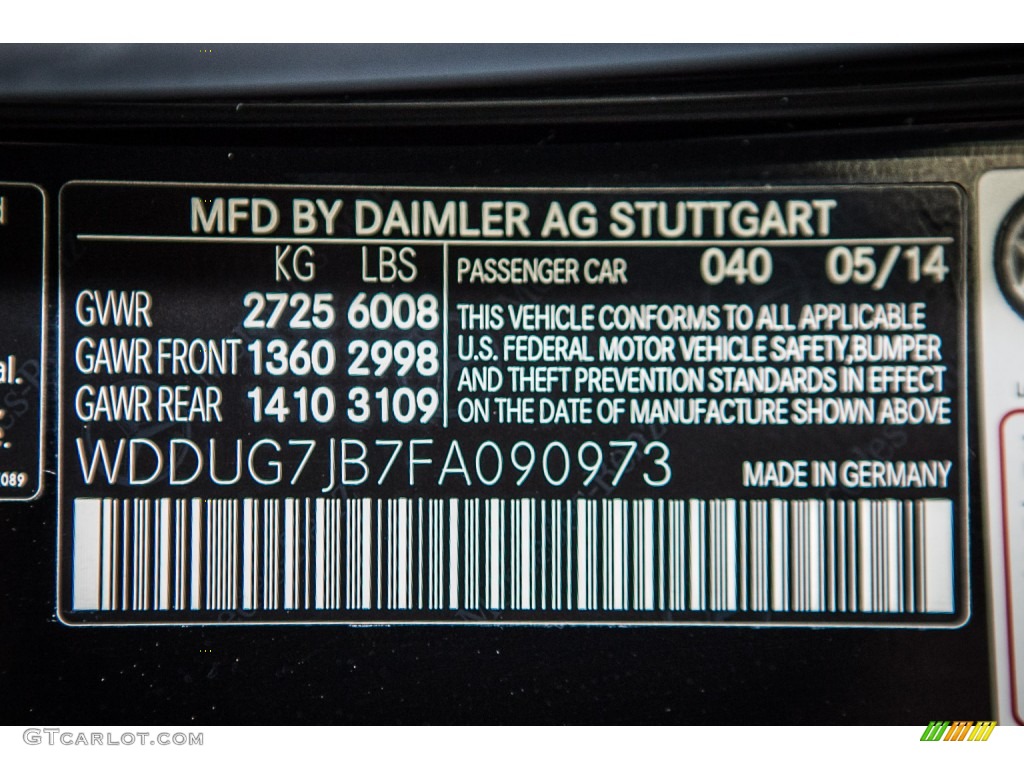 2015 Mercedes-Benz S 63 AMG 4Matic Sedan Color Code Photos