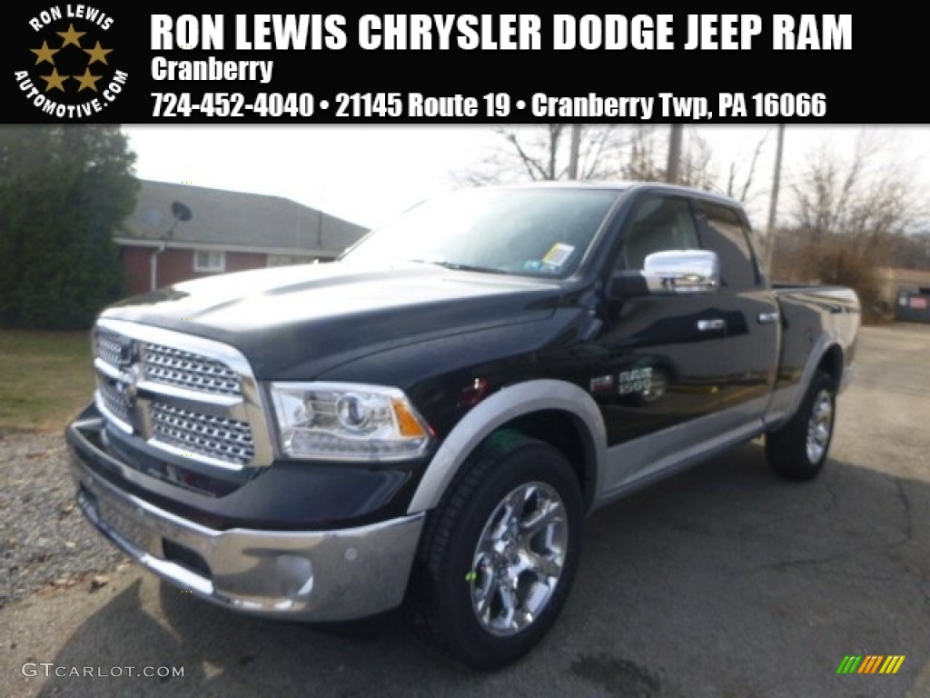 2015 1500 Laramie Quad Cab 4x4 - Black / Black photo #1