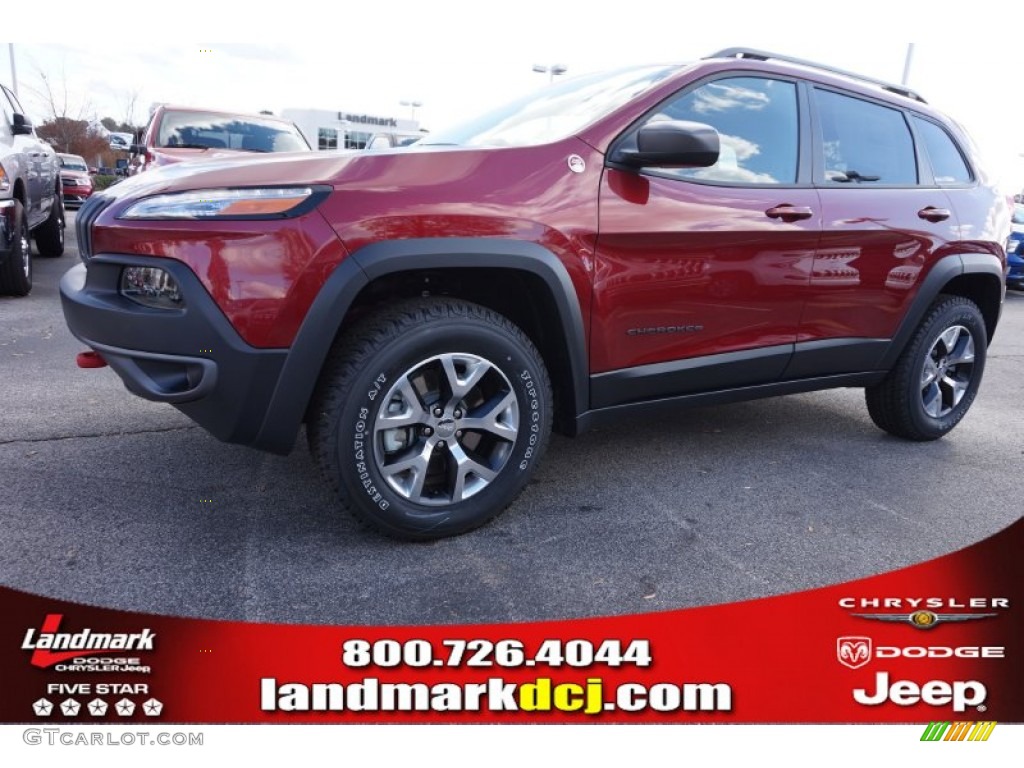 2015 Cherokee Trailhawk 4x4 - Deep Cherry Red Crystal Pearl / Trailhawk Brown photo #1