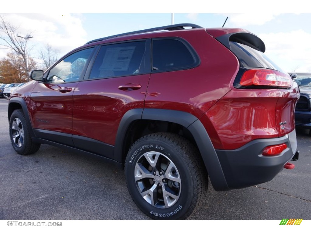 2015 Cherokee Trailhawk 4x4 - Deep Cherry Red Crystal Pearl / Trailhawk Brown photo #2
