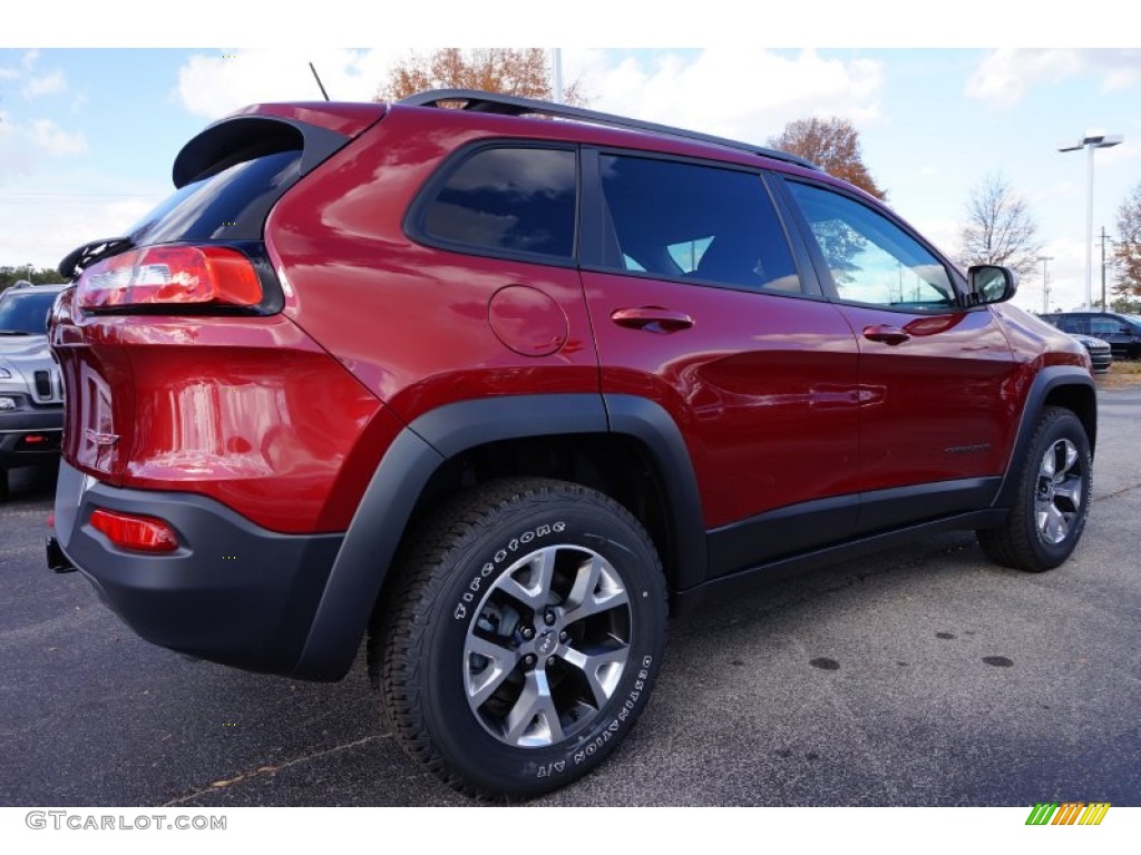 2015 Cherokee Trailhawk 4x4 - Deep Cherry Red Crystal Pearl / Trailhawk Brown photo #3