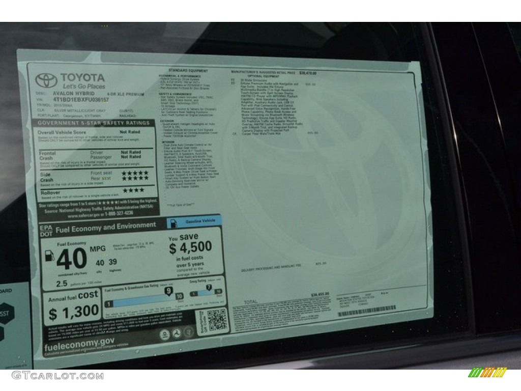 2015 Toyota Avalon Hybrid XLE Premium Window Sticker Photos