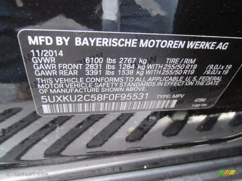 2015 BMW X6 xDrive35i Color Code Photos
