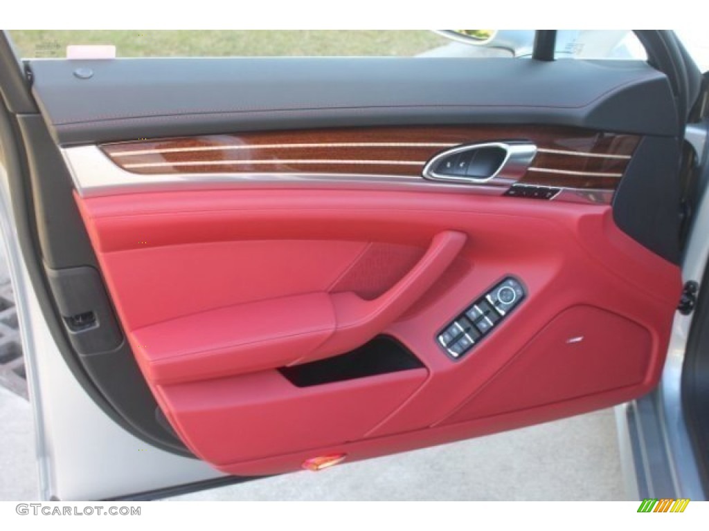 2014 Porsche Panamera Turbo Executive Black/Carrera Red Door Panel Photo #99578881